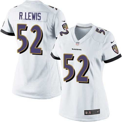 Women's Limited Ray Lewis Nike Jersey White Road - #52 NFL Baltimore Ravens